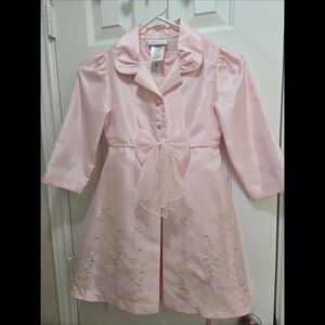 Bonnie Jean Pink Dress w/Jacket with Floral Embroidery Sz 7